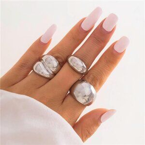 Chunky Ring Set – Stackable Alloy Statement Rings in Multiple Styles